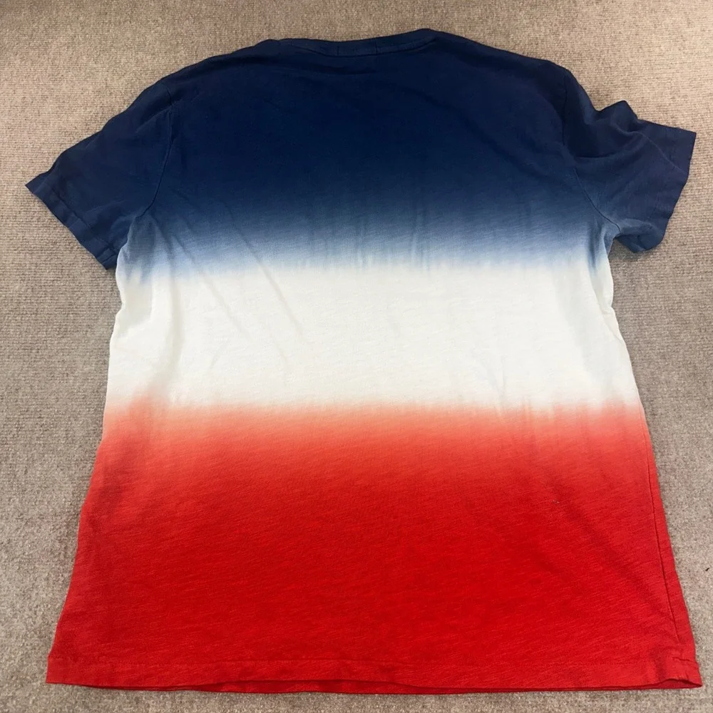 Polo Ralph Lauren Mens Ombre Dip Dye Pocket T-Shirt Red White Blue Large